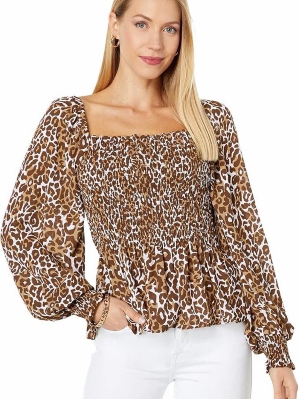 NWT LILLY PULITZER SIZE SMALL DEMI SMOCKED TOP *MY FAVORITE SPOT* CHOCOLATE